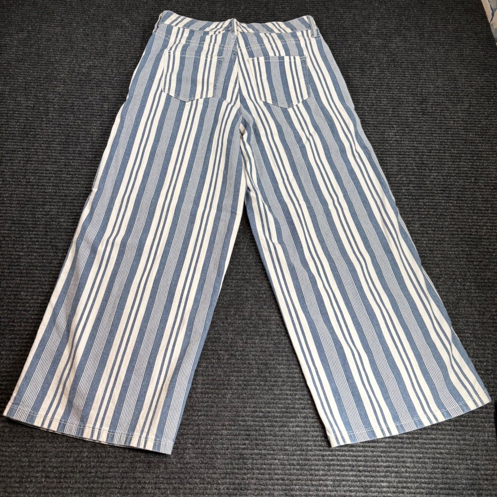 Skinnygirl Barry Wide Leg Crop Jeans Striped Blue White Size 26 2 Womens Denim - Picture 2 of 6